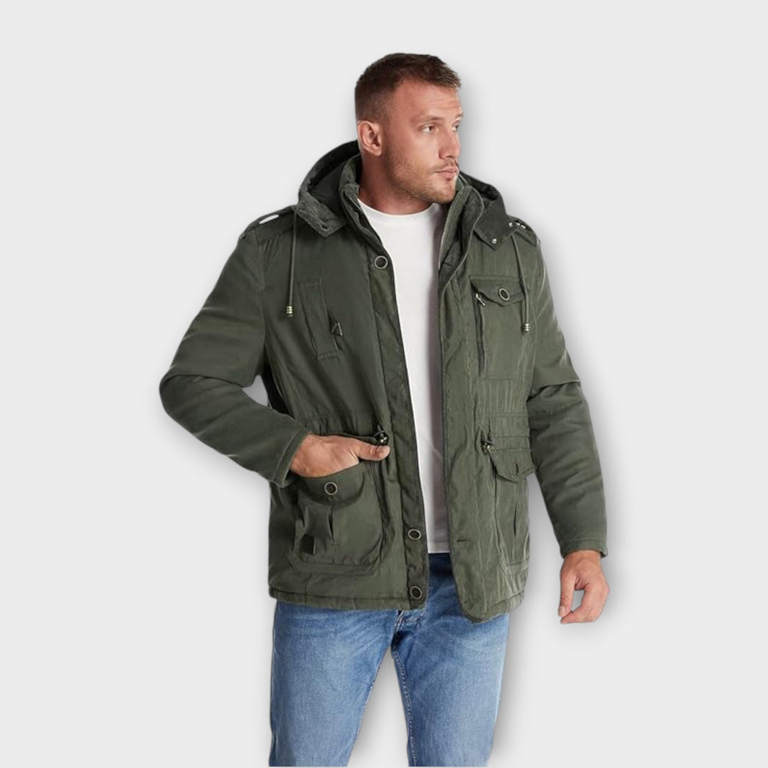 Nigel | Men's Tactical Warm Parka with Hood, Waterproof, and Insulated