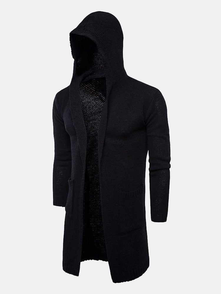 Carson | Gemütliche lange Strickjacke mit Kapuze und Knopfleiste