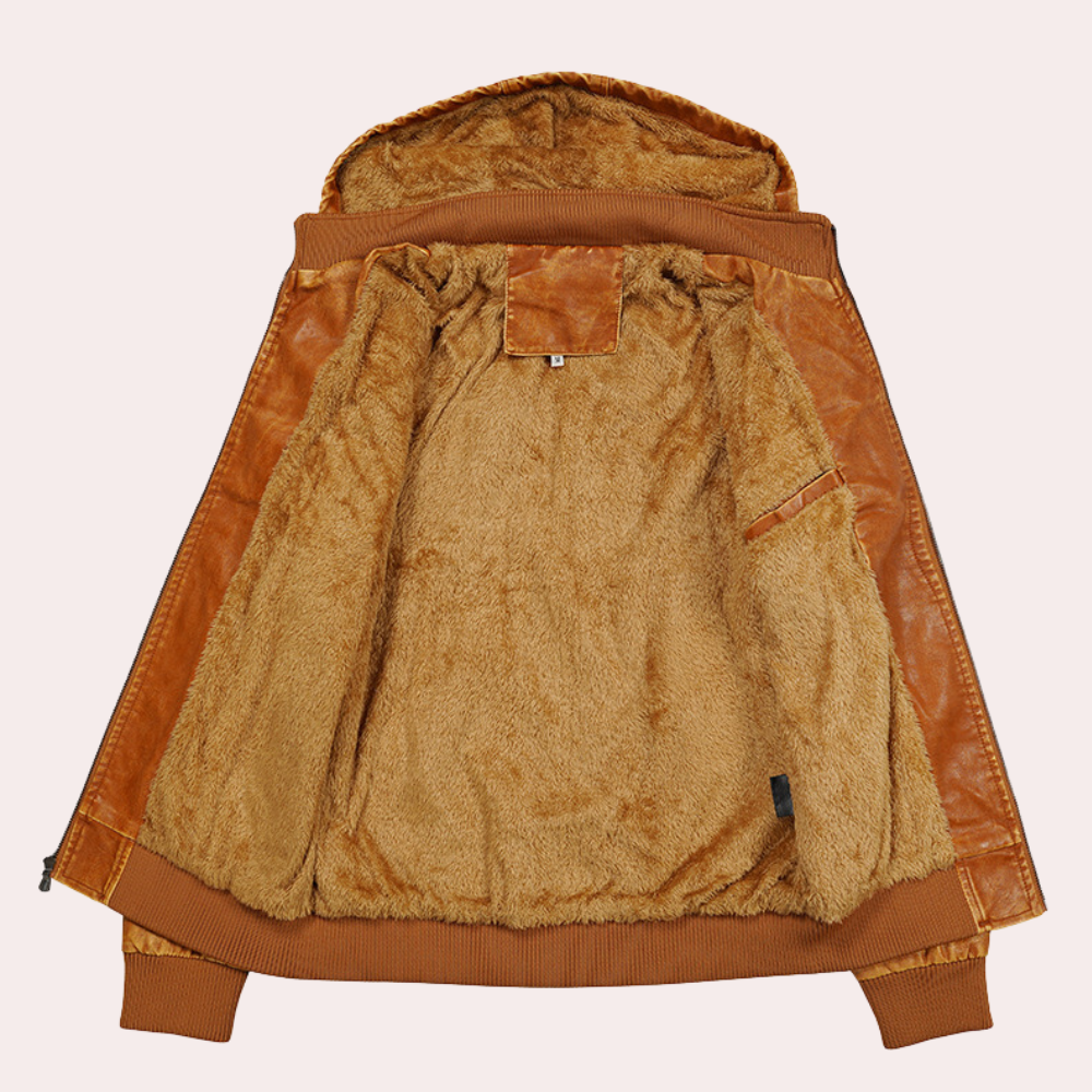 Kyriakos | Trendy Leather Jacket with Hood, Durable & Fashionable