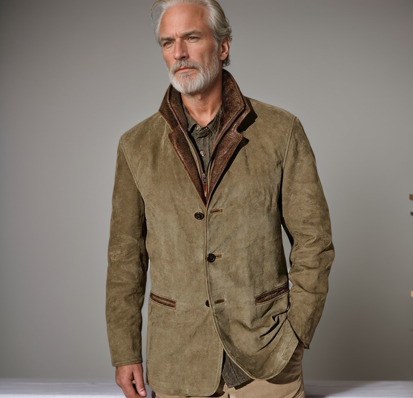 Carter - Men's Suede Jacket with Leather Trimmings 1