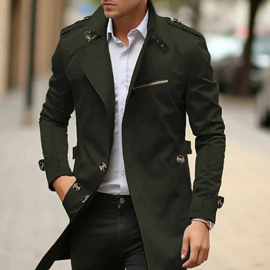 Eli - Men's Gabardine Trench Coat Stylish Design Elegant Versatile Outerwear 2
