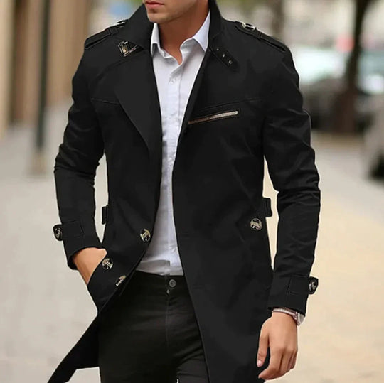 Eli - Men's Gabardine Trench Coat Stylish Design Elegant Versatile Outerwear 3