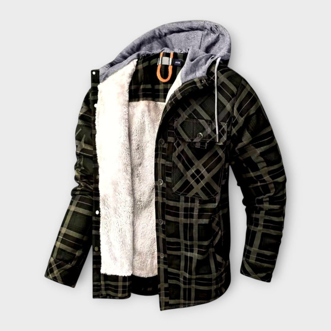 Declan | Stylish Hooded Jacket with Cozy Plaid Lining