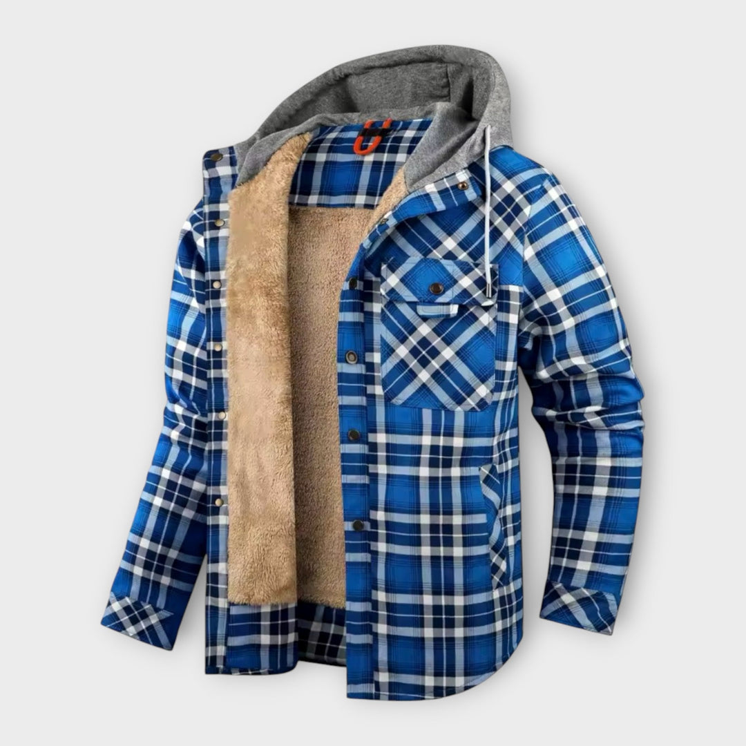 Declan | Stylish Hooded Jacket with Cozy Plaid Lining