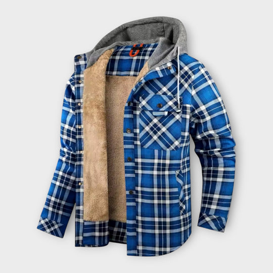 Declan | Stylish Hooded Jacket with Cozy Plaid Lining