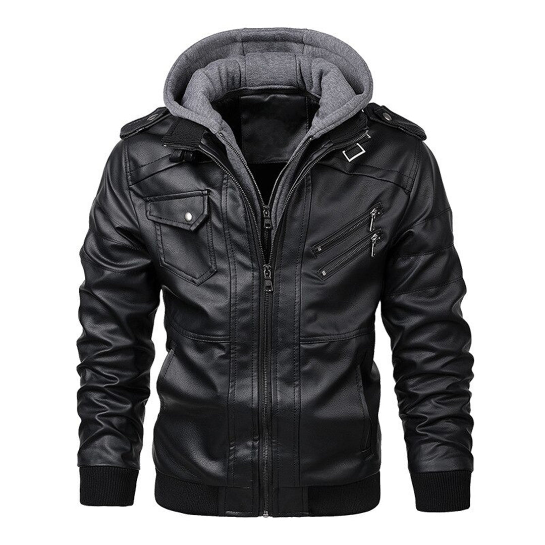 Erland | Stylish Hooded Leather Jacket for Men, Durable & Comfortable
