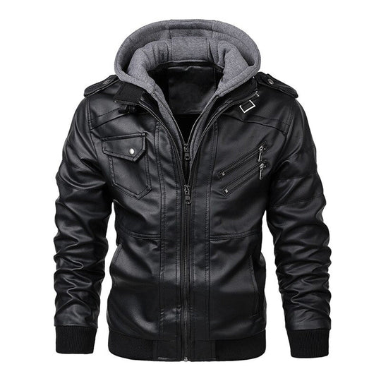 Erland | Stylish Hooded Leather Jacket for Men, Durable & Comfortable