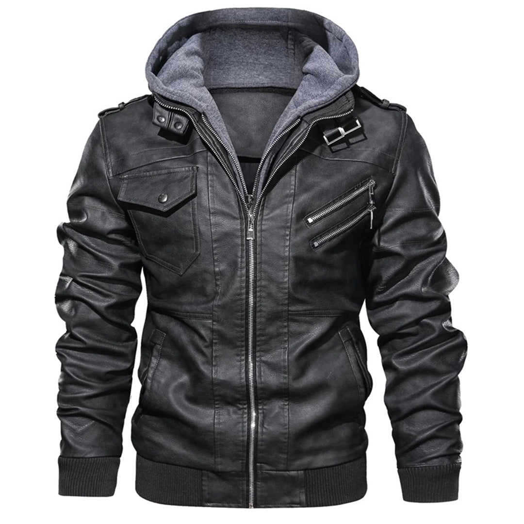 Erland | Stylish Hooded Leather Jacket for Men, Durable & Comfortable