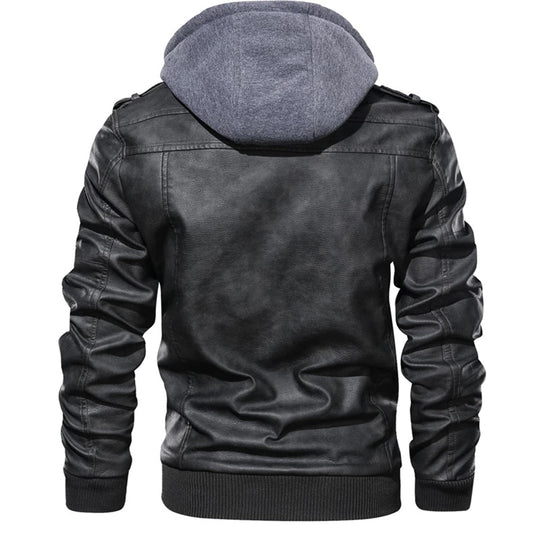 Erland | Stylish Hooded Leather Jacket for Men, Durable & Comfortable