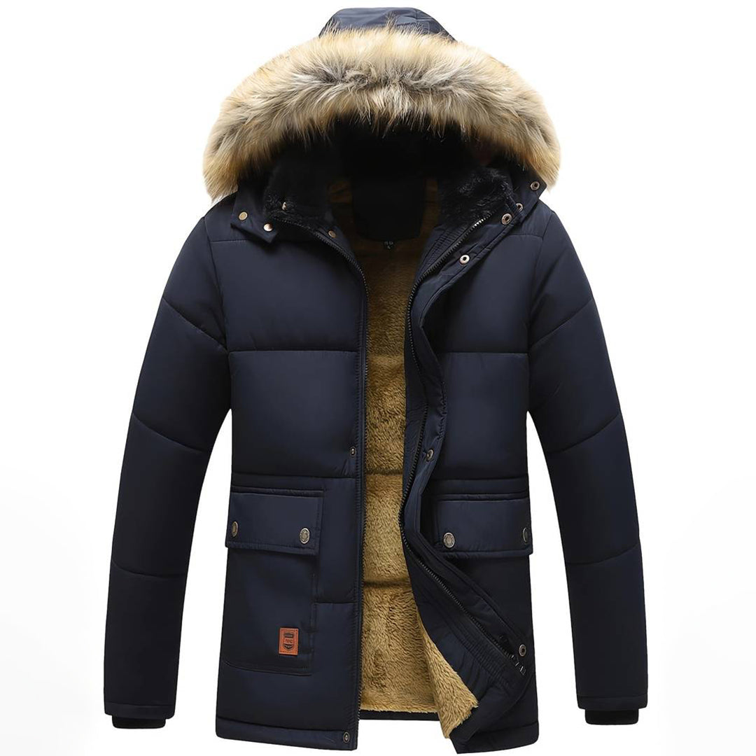 Mauno | Stylish men's parka jacket with fur collar, warm and durable