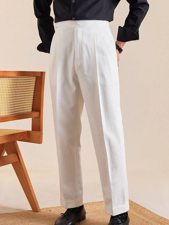 Milo - Men's High Waisted Gurkha Pants Double Pleated Cotton 2