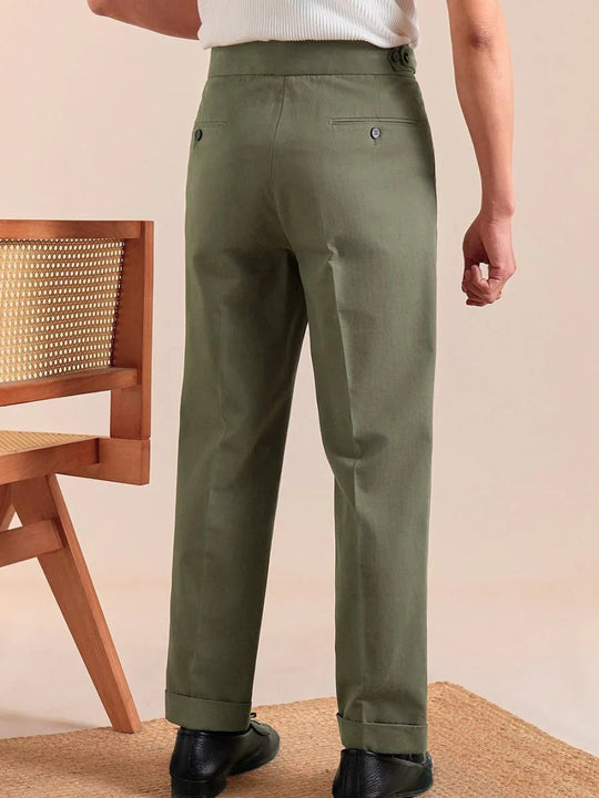 Milo - Men's High Waisted Gurkha Pants Double Pleated Cotton 3