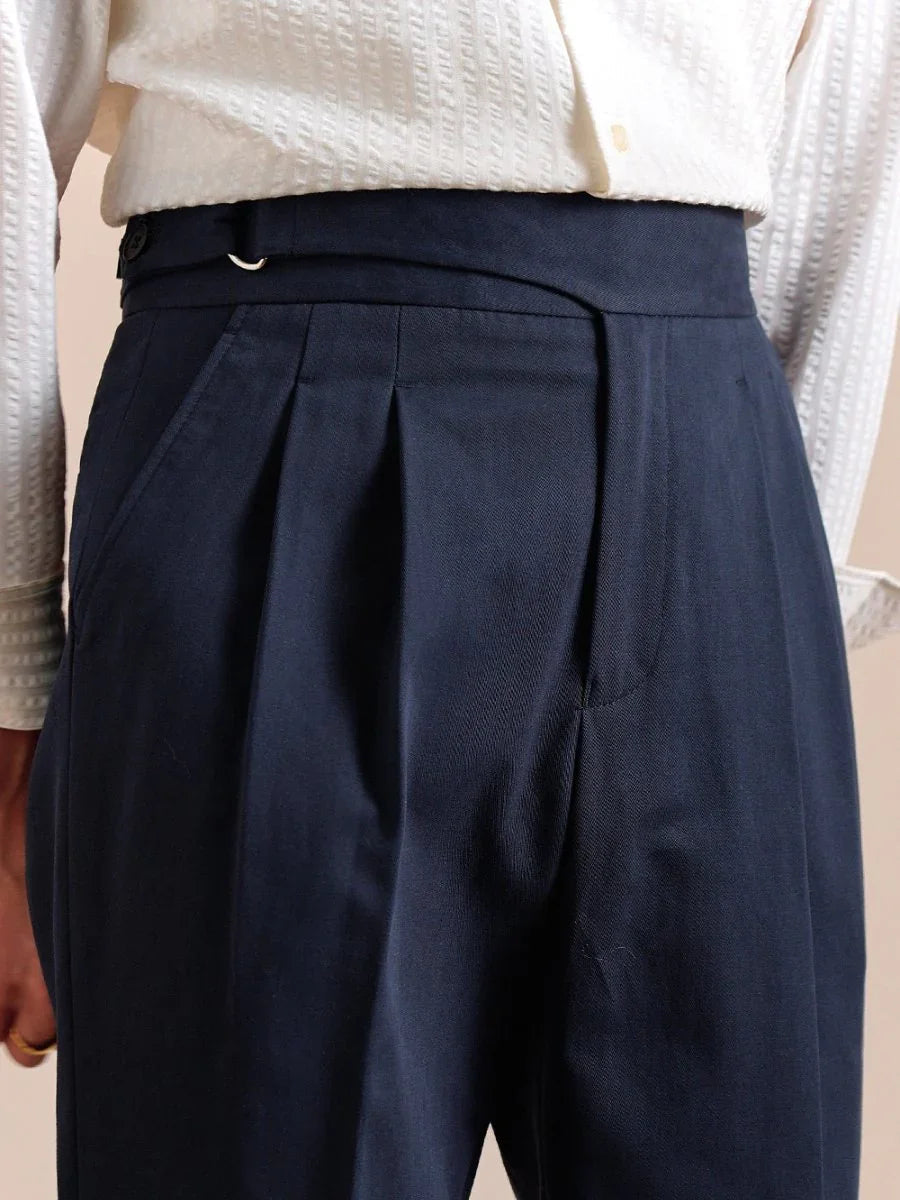 Milo - Men's High Waisted Gurkha Pants Double Pleated Cotton 4