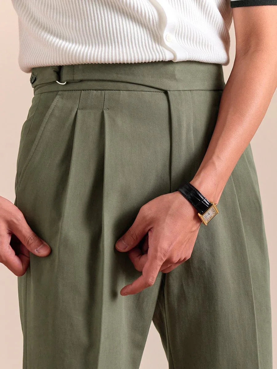 Milo - Men's High Waisted Gurkha Pants Double Pleated Cotton 5