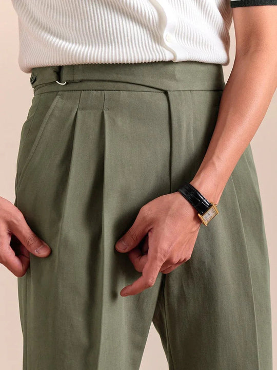 Milo - Men's High Waisted Gurkha Pants Double Pleated Cotton 5
