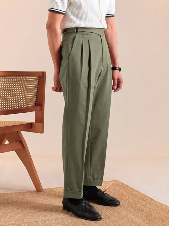 Milo - Men's High Waisted Gurkha Pants Double Pleated Cotton 7