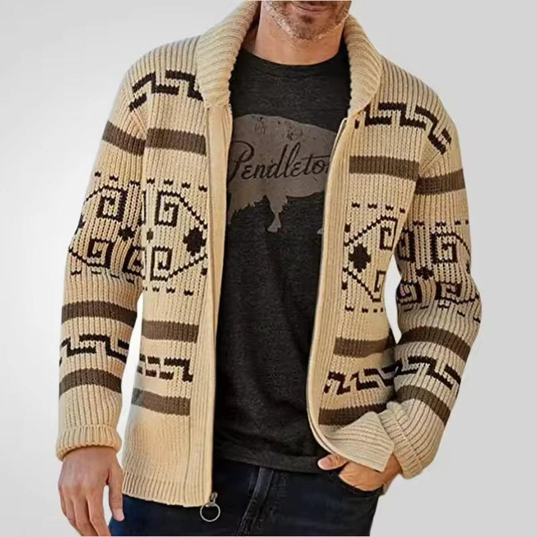 Parker - Men's Wool Blend Zip Cardigan Stylish Patterned Design 2