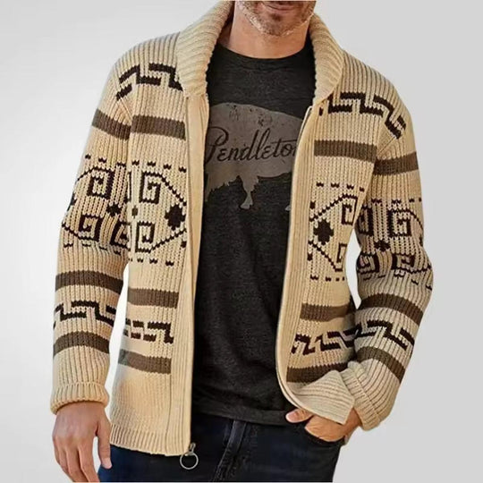 Parker - Men's Wool Blend Zip Cardigan Stylish Patterned Design 2