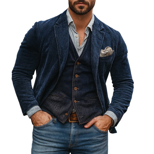Patricio - Men's Vintage Blazer and Waistcoat Set Tailored Fit Classic Elegance 0
