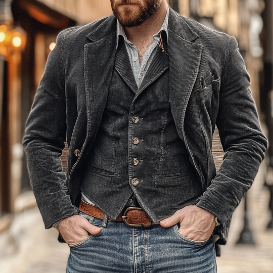 Patricio - Men's Vintage Blazer and Waistcoat Set Tailored Fit Classic Elegance 3
