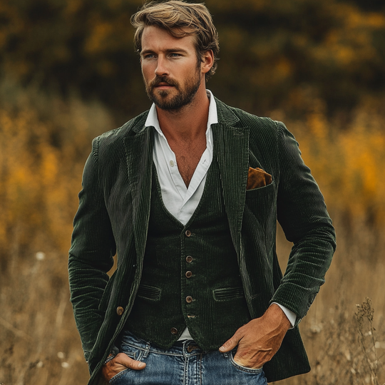 Patricio - Men's Vintage Blazer and Waistcoat Set Tailored Fit Classic Elegance 4