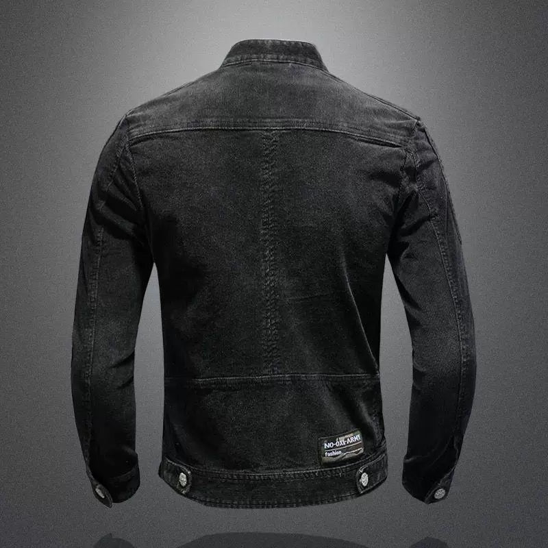 Rex - Men's Leather Biker Jacket Slim Fit with Zippered Pockets, Vintage Style 2