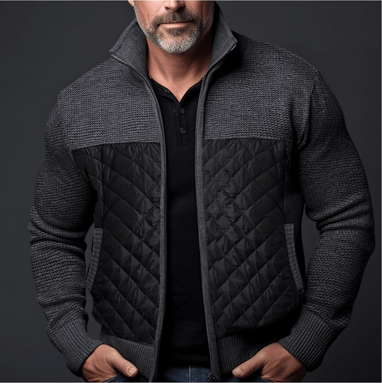 Sleek - Men's Quilted Jacket Slim Fit with Knitted Sleeves, Warm Casual Winter Outerwear 1