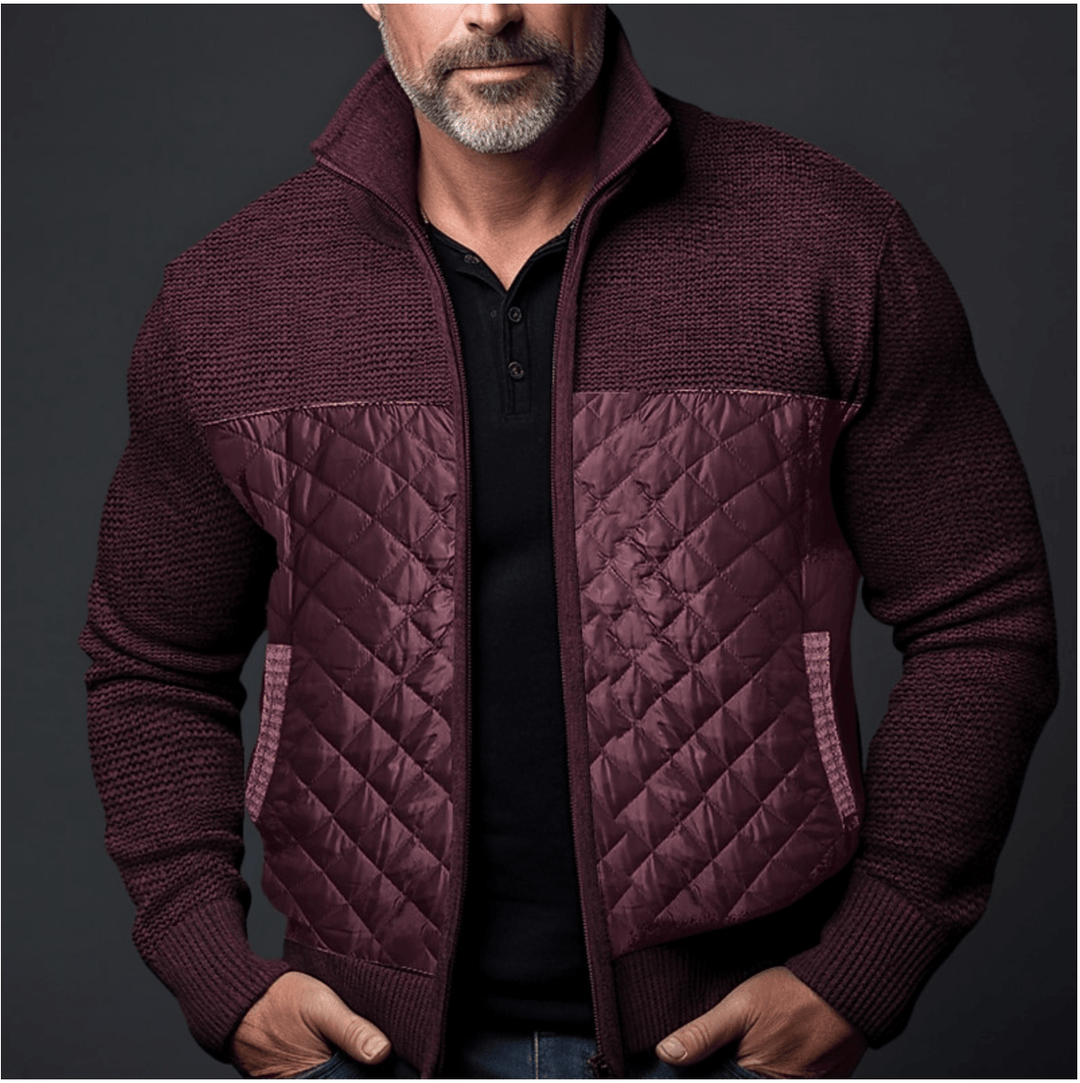 Sleek - Men's Quilted Jacket Slim Fit with Knitted Sleeves, Warm Casual Winter Outerwear 2