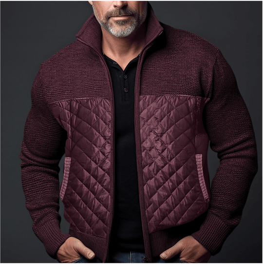 Sleek - Men's Quilted Jacket Slim Fit with Knitted Sleeves, Warm Casual Winter Outerwear 2