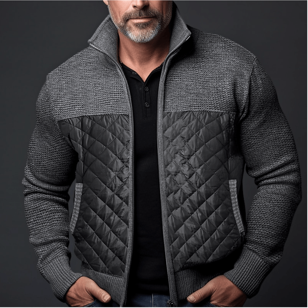 Sleek - Men's Quilted Jacket Slim Fit with Knitted Sleeves, Warm Casual Winter Outerwear 3