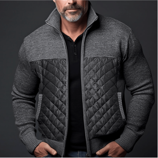 Sleek - Men's Quilted Jacket Slim Fit with Knitted Sleeves, Warm Casual Winter Outerwear 3