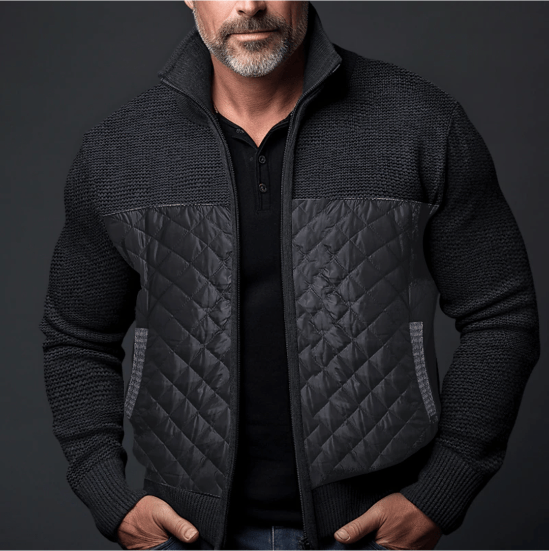 Sleek - Men's Quilted Jacket Slim Fit with Knitted Sleeves, Warm Casual Winter Outerwear 4