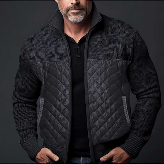 Sleek - Men's Quilted Jacket Slim Fit with Knitted Sleeves, Warm Casual Winter Outerwear 4