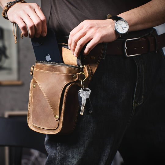 Damarion | Stylische echte Rindsleder Bauchtasche