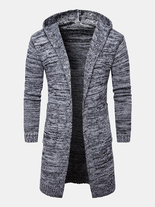 Carson | Gemütliche lange Strickjacke mit Kapuze und Knopfleiste