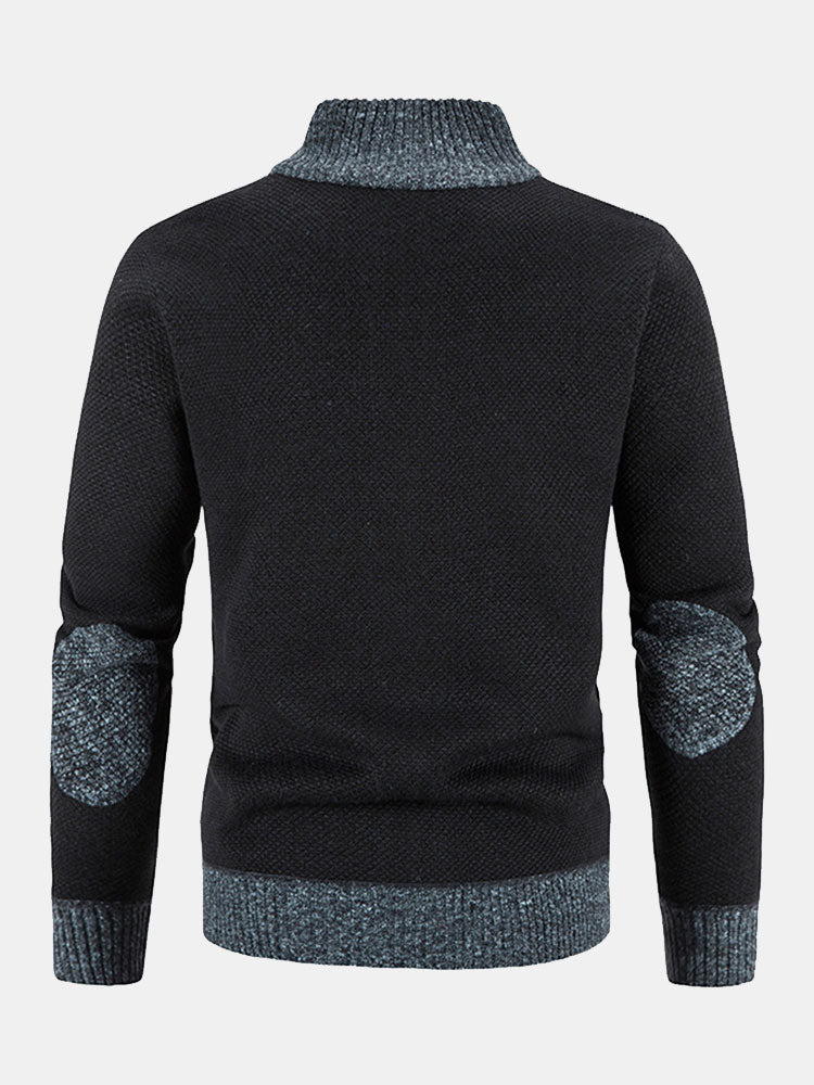 Camden | Stilvoller Reißverschluss-Kunstwildlederpullover mit Patchwork-Design