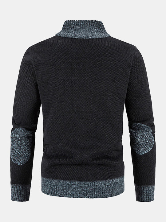 Camden | Stilvoller Reißverschluss-Kunstwildlederpullover mit Patchwork-Design