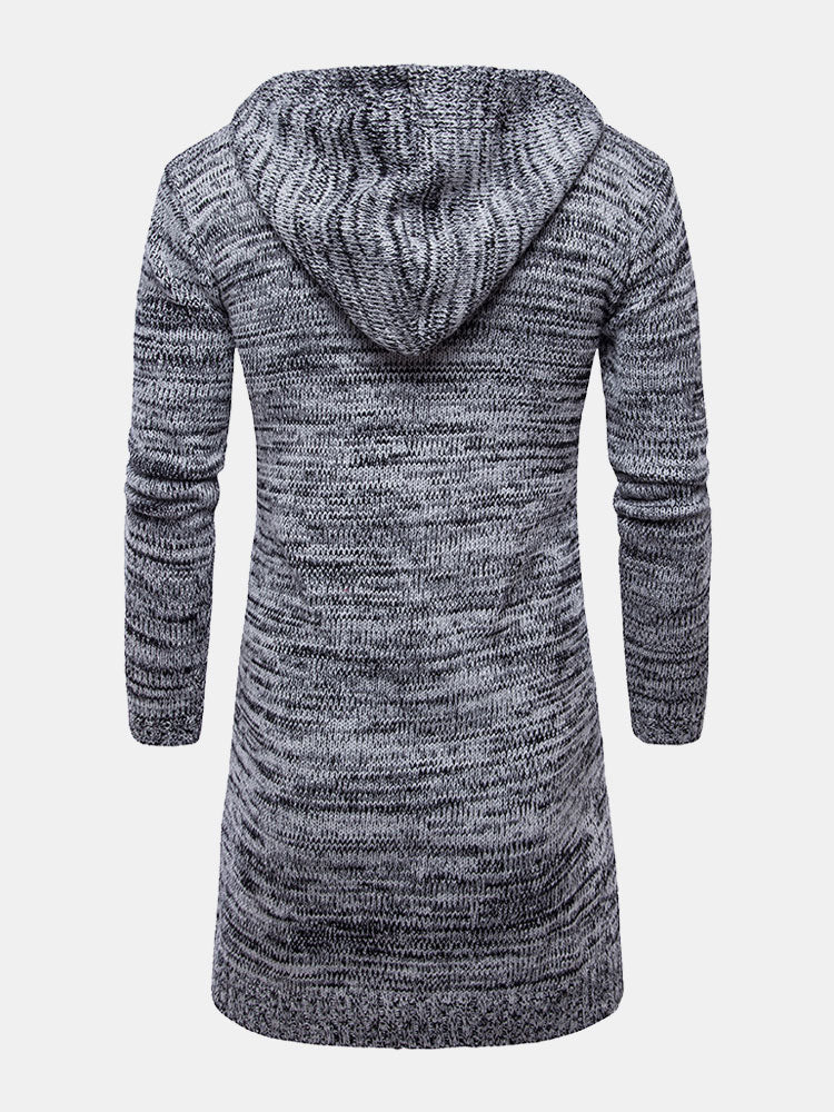 Carson | Gemütliche lange Strickjacke mit Kapuze und Knopfleiste