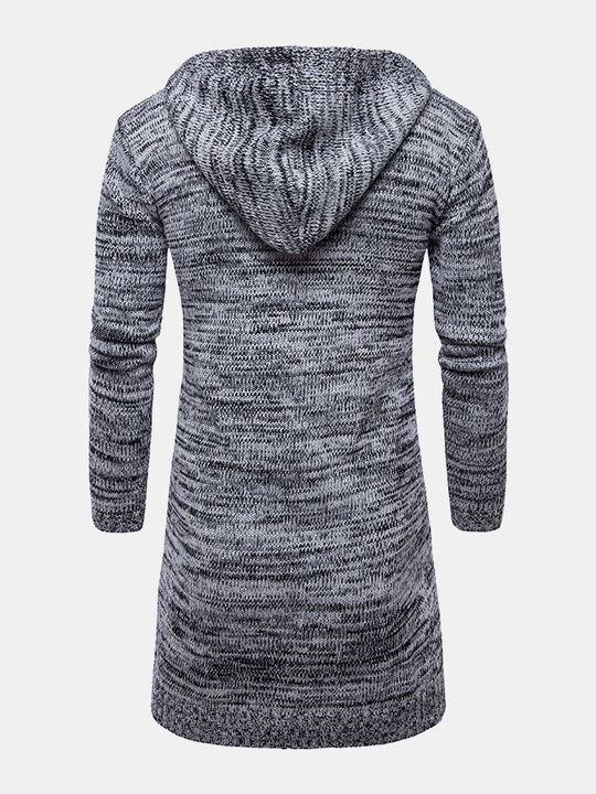 Carson | Gemütliche lange Strickjacke mit Kapuze und Knopfleiste
