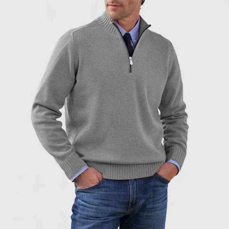 Zanzo | Herren Stilvoller Halb-Reißverschluss Pullover, Perfekt zum Schichten