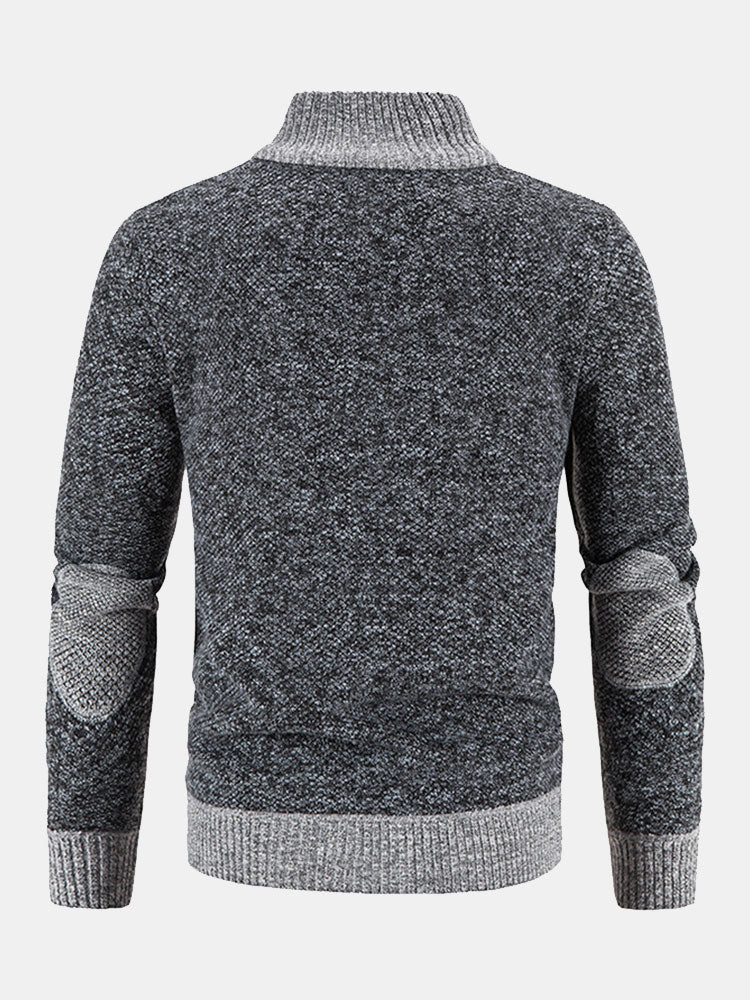 Camden | Stilvoller Reißverschluss-Kunstwildlederpullover mit Patchwork-Design