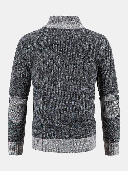 Camden | Stilvoller Reißverschluss-Kunstwildlederpullover mit Patchwork-Design