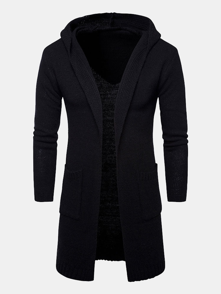 Carson | Gemütliche lange Strickjacke mit Kapuze und Knopfleiste