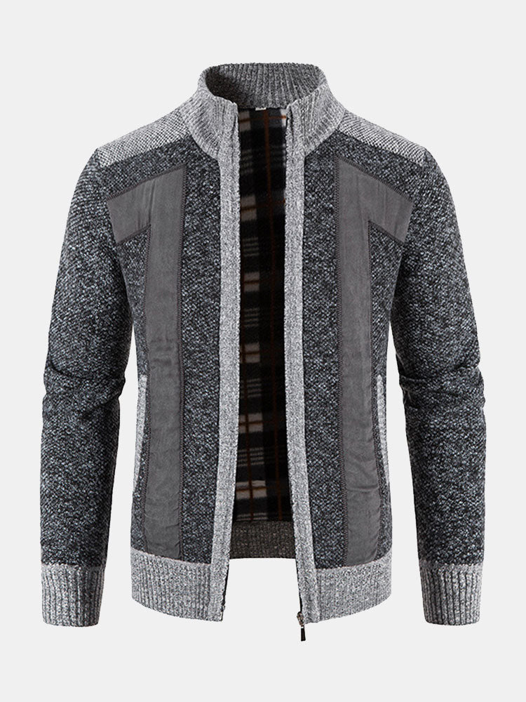 Camden | Stilvoller Reißverschluss-Kunstwildlederpullover mit Patchwork-Design
