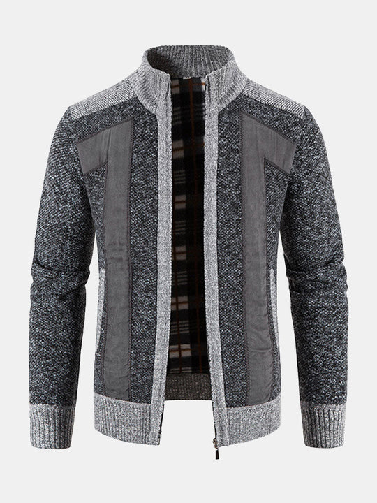 Camden | Stilvoller Reißverschluss-Kunstwildlederpullover mit Patchwork-Design