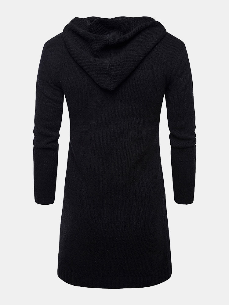 Carson | Gemütliche lange Strickjacke mit Kapuze und Knopfleiste
