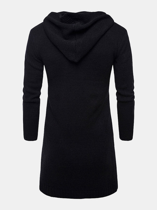 Carson | Gemütliche lange Strickjacke mit Kapuze und Knopfleiste