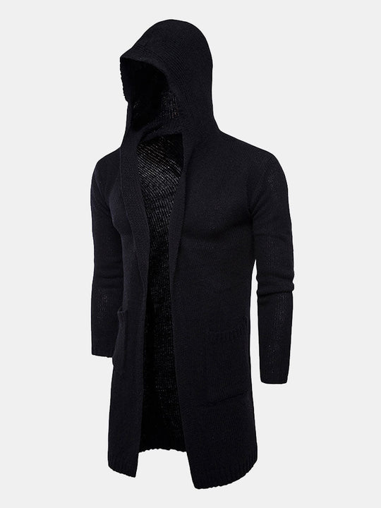 Carson | Gemütliche lange Strickjacke mit Kapuze und Knopfleiste