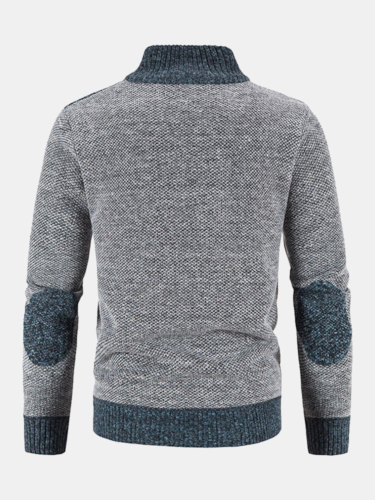 Camden | Stilvoller Reißverschluss-Kunstwildlederpullover mit Patchwork-Design