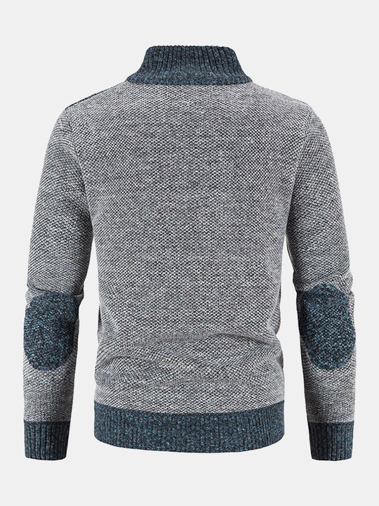 Camden | Stilvoller Reißverschluss-Kunstwildlederpullover mit Patchwork-Design